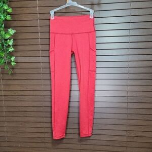 Aerie Heathered Red High-rise Womens Leggings With Pockets Size Small Short